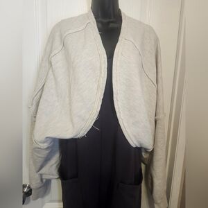 Free People Cream And Gray Oversized Open Style Top. Size Small EUC